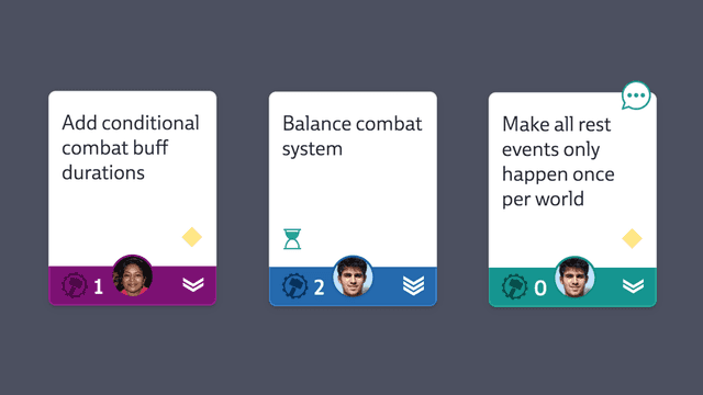 Screenshot of different cards