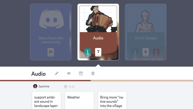 Screenshot of a card for Audio
