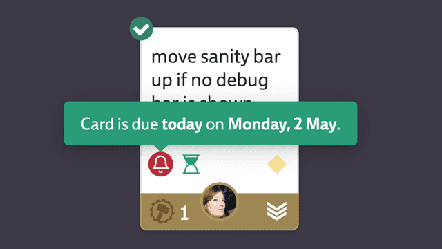 A screenshot of a due card