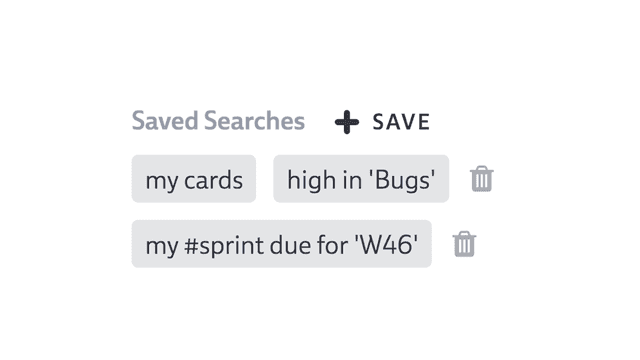 Screenshot of saved searches