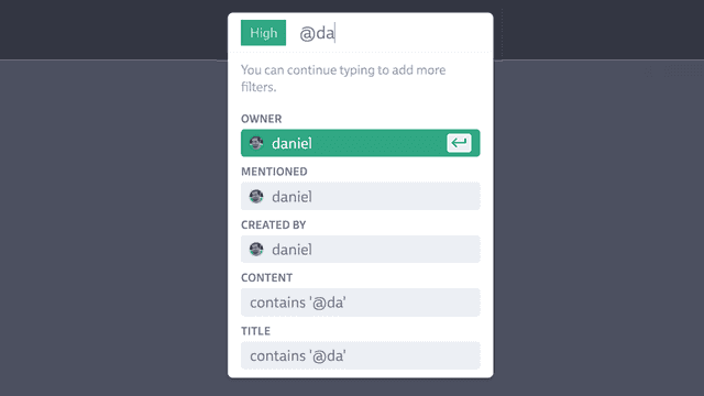Screenshot of search filters