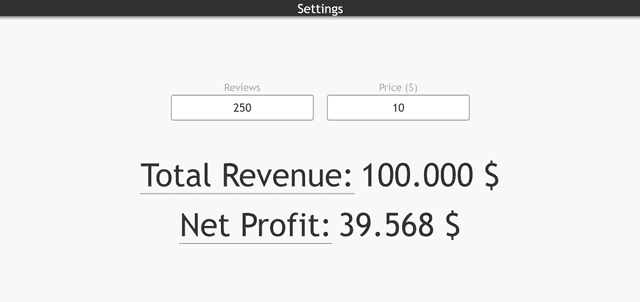 Screenshot of Steam Revenue Calculator